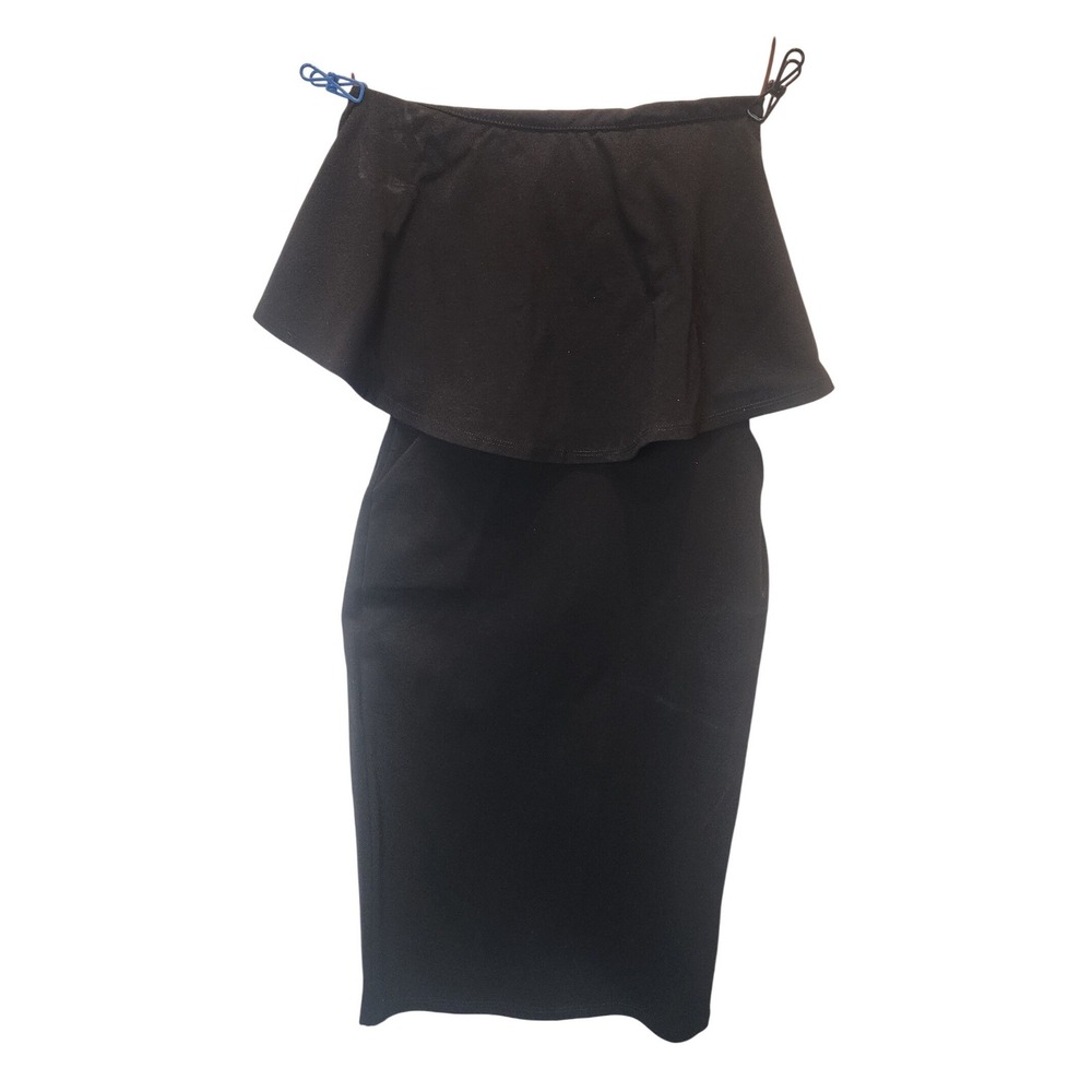 Rolla Coster Womens Black Strapless Ruffle Bodycon Dress Small NEW‎